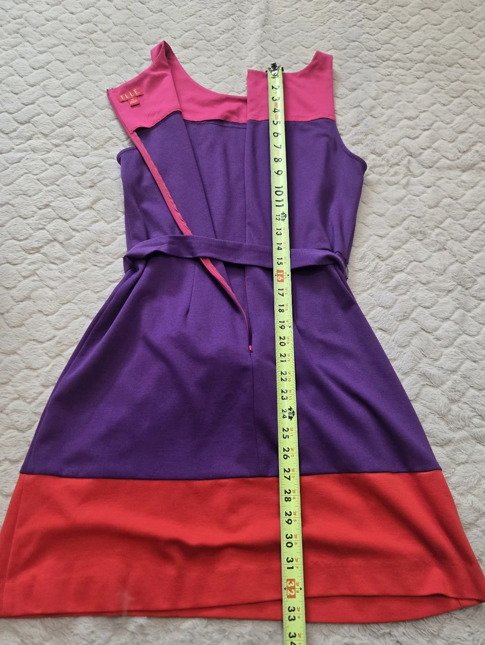 Elle Colorblock Sheath Sleeveless Belted Mini-Dress, Size 10